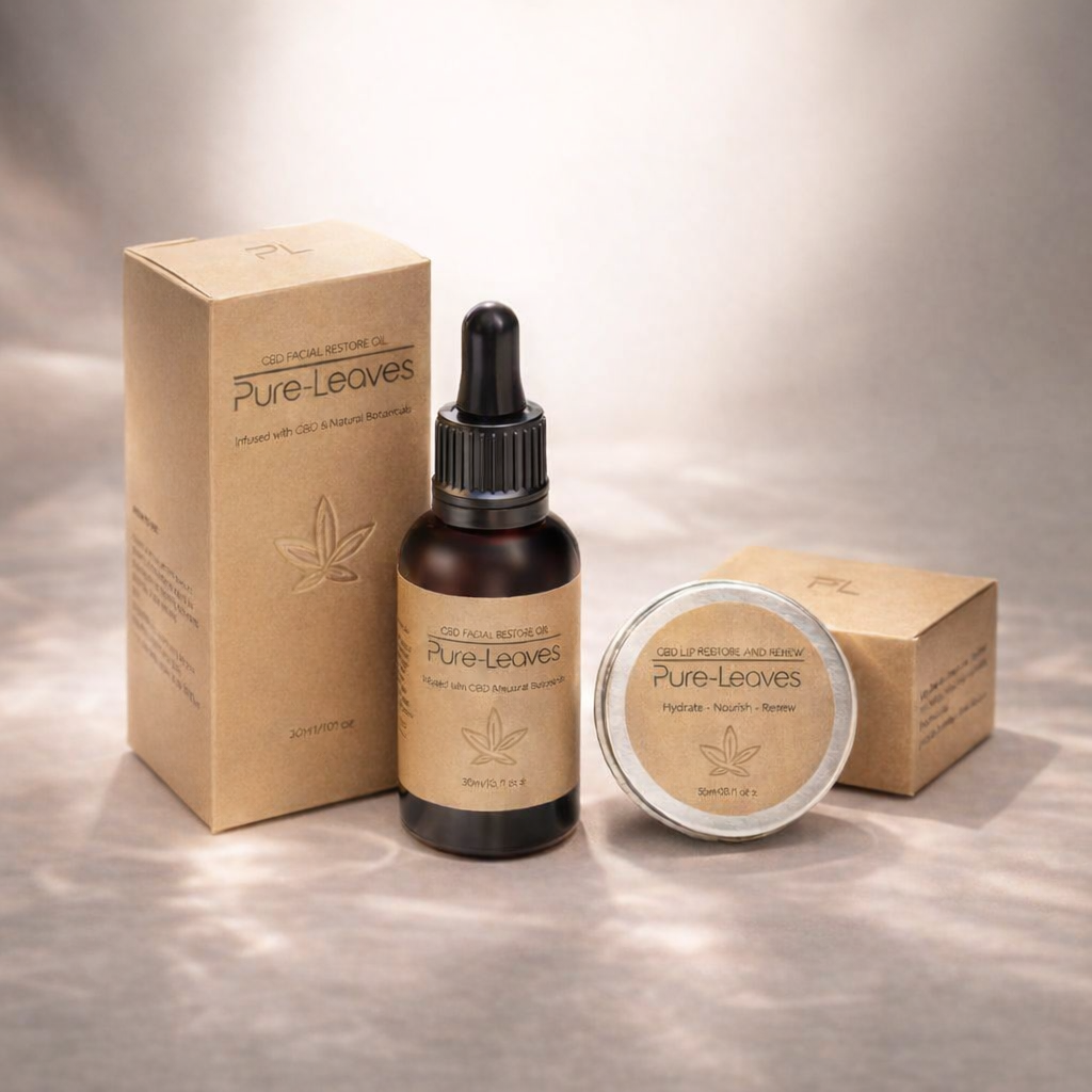 Glow Duo CBD Facial Restore Oil & CBD Lip Restore and renew Balm